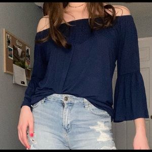 Blue off the shoulder top